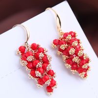 Korean Fashion Concise Handmade Handmade Wild Drop Grape String Crystal Earrings Yiwu Nihaojewelry Wholesale main image 3