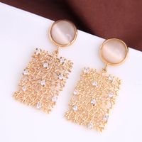 Korean Fashion Sweet Simple Flash Diamond Square Hollow Earrings Yiwu Nihaojewelry Wholesale main image 2