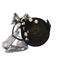 New Woven Handbags Wholesale Nihaojewelry Straw Bag Small Daisy Scarf Shoulder Messenger Handbag sku image 5