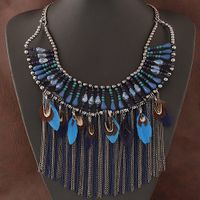 Fashion Wild Crystal Simple Tassel Feather Necklace Yiwu Wholesale main image 2