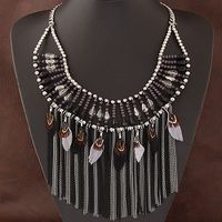 Fashion Wild Crystal Simple Tassel Feather Necklace Yiwu Wholesale sku image 2