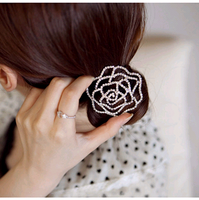 Korean Fashion Sweet Flash Diamond Hollow Roses Cheap Hair Scrunchiesyiwu Wholesale sku image 1