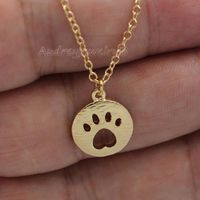 Hollow Cat Claw Necklace Copper Chain Geometric Round Cat And Dog Footprints Clavicle Chain Wholesale main image 5