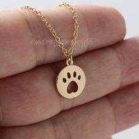 Hollow Cat Claw Necklace Copper Chain Geometric Round Cat And Dog Footprints Clavicle Chain Wholesale main image 3
