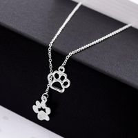Long Hollow Cat Paw Dog Paw Pendant Necklace Animal Footprint Paw Necklace Wholesale main image 5