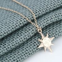 Compass Necklace North Star Compass Necklace Gold Plated Silver Sun Necklace Female Clavicle Chain main image 6