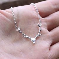 Simple Antler Necklace Christmas Elk Reindeer Pendant Necklace Female Clavicle Chain Fawn Antler Necklace Wholesale main image 3