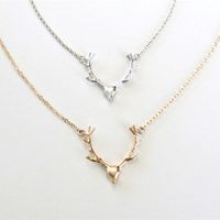 Simple Antler Necklace Christmas Elk Reindeer Pendant Necklace Female Clavicle Chain Fawn Antler Necklace Wholesale main image 4