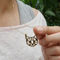 Hollow Cat Pendant Necklace Plating Gold Silver Animal Kitten Necklace Clavicle Chain Wholesale main image 3