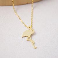 Cute Animal Necklace Ostrich Red-crowned Crane Pendant Necklace Short Fine Clavicle Chain Wholesale main image 1