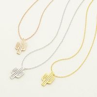 Cactus Necklace Brushed Female Clavicle Chain Hollow Cactus Plant Necklace Wholesale main image 3