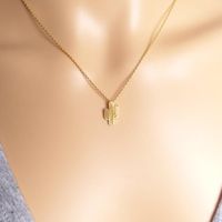 Cactus Necklace Brushed Female Clavicle Chain Hollow Cactus Plant Necklace Wholesale main image 4