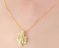 Cactus Necklace Brushed Female Clavicle Chain Hollow Cactus Plant Necklace Wholesale main image 5