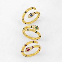 Europäischer Und Amerikanischer Kreativer Persönlichkeit Schlangen Förmiger Ring Weiblicher Mikro-eingelegter Zirkon Schlangen Förmiger Offener Ring Diamant Ring Rij33 main image 1