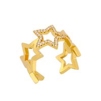 New Fashion Open Ring Pentagram Star Diamond Ring Female Simple Ring Wholesale main image 4