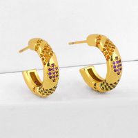 New Retro Stud Earrings With Geometric C-shaped Micro-inlaid Zircon Stripes Earrings Wholesale main image 3