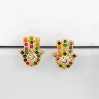 Micro Inlaid Colorful Gem Palm Earrings Fashion Earrings main image 3