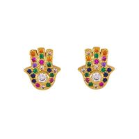 Micro Inlaid Colorful Gem Palm Earrings Fashion Earrings main image 6