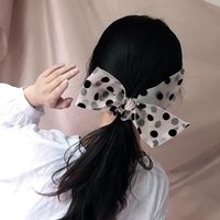 New Korean Retro Simple Big Wave Dot Double Bow Net Yarn Cheap Scrunchies Wholesale main image 2