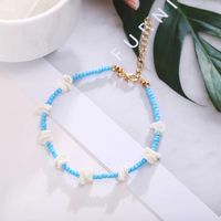 New Broken Shell Hit Color Bead Anklet Retro Simple Blue Anklet main image 3