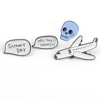 Korean New Alloy Oil Drop Airplane Brooch Skull Badge Brooch main image 2