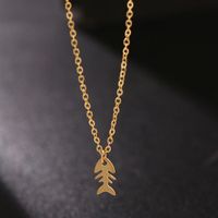 Exaggerated Necklace Ear Stainless Steel Hollow Fishbone Cartoon Necklace Wholesale main image 2
