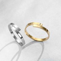 New Fashion Simple Glossy Ring 18k Gold Plated Open Ring Stainless Steel Couple Ring main image 1