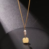 10313 Japanische Und Koreanische Einfache Halskette Weibliche Edelstahl Münze Geometrische Englische Halskette Love Außenhandel E-commerce-versorgung main image 1