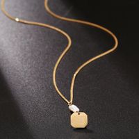 Korean Simple Necklace Female Stainless Steel Coin Geometry English Love Necklace main image 3