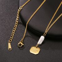 Korean Simple Necklace Female Stainless Steel Coin Geometry English Love Necklace main image 4