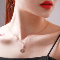 Korean Simple Necklace Female Stainless Steel Coin Geometry English Love Necklace main image 6