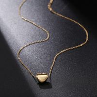 Korean Simple Necklace Women Stainless Steel Heart-shaped Necklace Plated 24k Gold Necklace Wholesale main image 1
