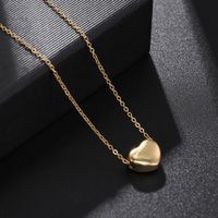 Korean Simple Necklace Women Stainless Steel Heart-shaped Necklace Plated 24k Gold Necklace Wholesale main image 4