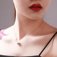 Korean Simple Necklace Women Stainless Steel Heart-shaped Necklace Plated 24k Gold Necklace Wholesale main image 6
