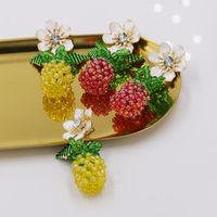 New Woven Crystal Beaded Fruit Pineapple Earrings Wholesale main image 1