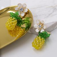 New Woven Crystal Beaded Fruit Pineapple Earrings Wholesale main image 3