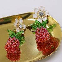 New Woven Crystal Beaded Fruit Pineapple Earrings Wholesale main image 4