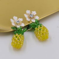 New Woven Crystal Beaded Fruit Pineapple Earrings Wholesale main image 6