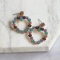 New Heart Color Diamond Earrings Alloy Earrings Wholesale main image 1