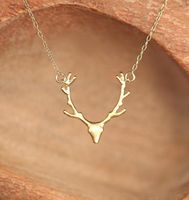 Simple Antler Necklace Christmas Elk Reindeer Pendant Necklace Female Clavicle Chain Fawn Antler Necklace Wholesale sku image 1