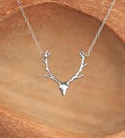 Simple Antler Necklace Christmas Elk Reindeer Pendant Necklace Female Clavicle Chain Fawn Antler Necklace Wholesale sku image 2