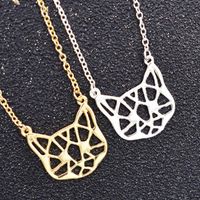Hollow Cat Pendant Necklace Plating Gold Silver Animal Kitten Necklace Clavicle Chain Wholesale sku image 3