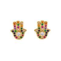 Micro Inlaid Colorful Gem Palm Earrings Fashion Earrings sku image 1
