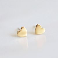 New Earrings Titanium Steel Shiny Heart Shape Stainless Steel Stud Earrings Simple Earrings sku image 2