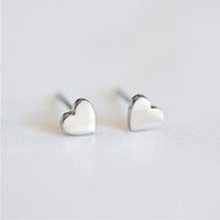 New Earrings Titanium Steel Shiny Heart Shape Stainless Steel Stud Earrings Simple Earrings sku image 1