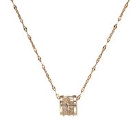 10324 Einfache Halskette Ins Gold Titan Damen Voll Diamant Zirkon Titan Stahl Anhänger Vakuum Plattiert 18 Karat Gold Runde Schlüsselbein Kette sku image 1
