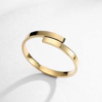 New Fashion Simple Glossy Ring 18k Gold Plated Open Ring Stainless Steel Couple Ring sku image 2