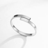 New Fashion Simple Glossy Ring 18k Gold Plated Open Ring Stainless Steel Couple Ring sku image 1