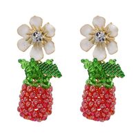New Woven Crystal Beaded Fruit Pineapple Earrings Wholesale sku image 1