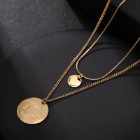 New Simple Coin Two-layer Metal Disc Multi-layer Neck Chain Wholesale main image 2